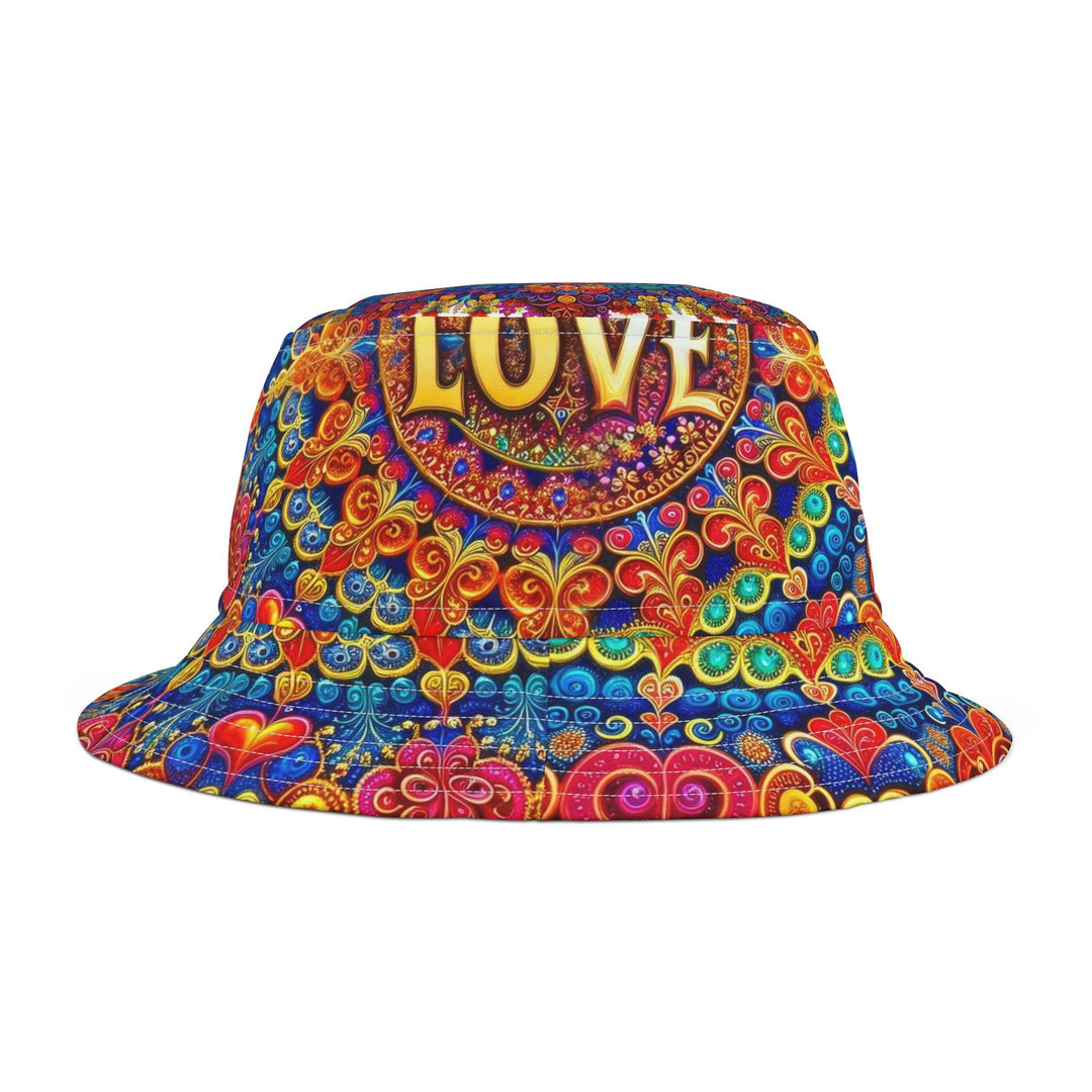 Vibrant Love Mandala - Bucket Hat - Hats - g(0D·IO) - Large - White stitching -