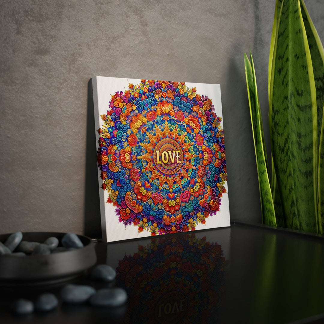 Vibrant Love Mandala - Canvas Photo Tile - Canvas - g(0D·IO) - 8" x 8" (Square) - 0.5" -