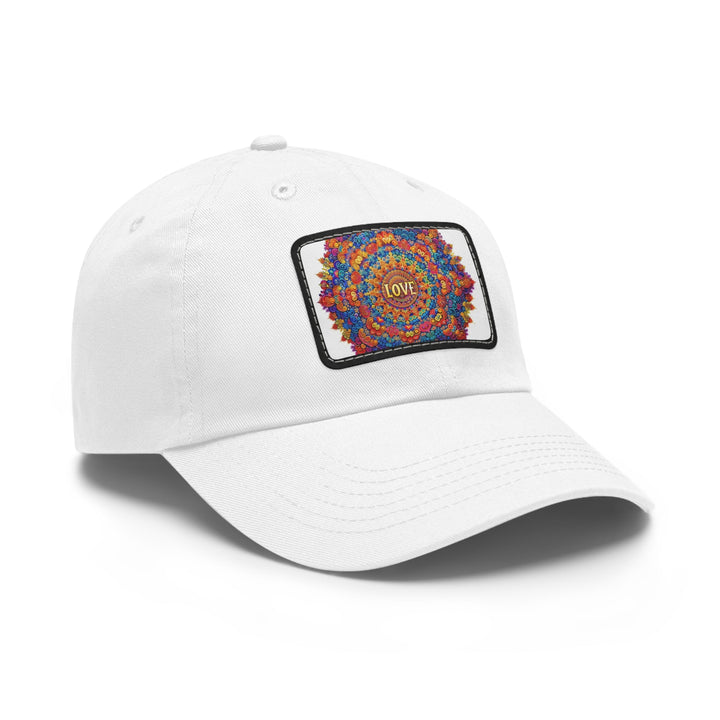 Vibrant Love Mandala - Dad Hat - Hats - g(0D·IO) - White / Black patch - Rectangle - One size