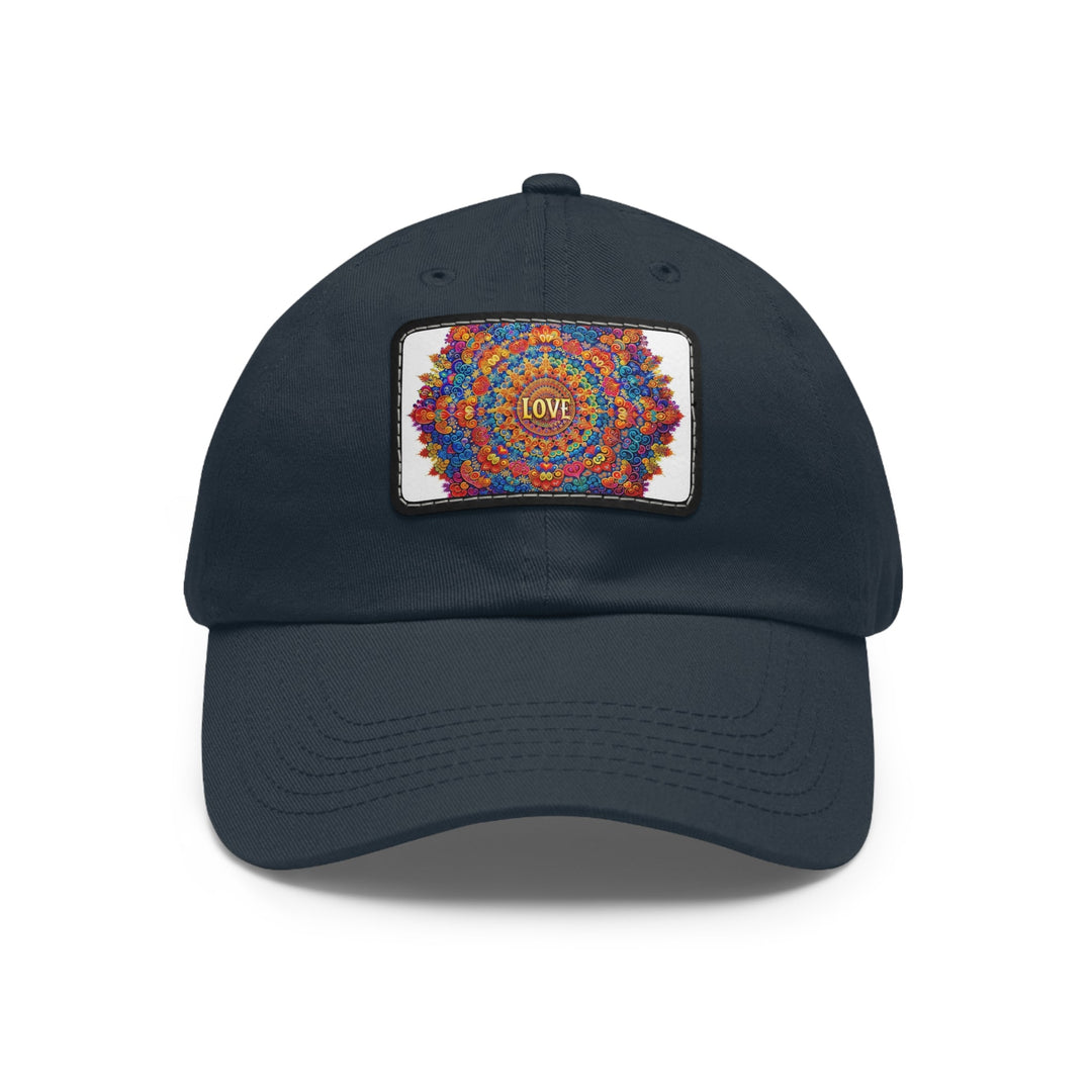 Vibrant Love Mandala - Dad Hat - Hats - g(0D·IO) - Navy / Black patch - Rectangle - One size