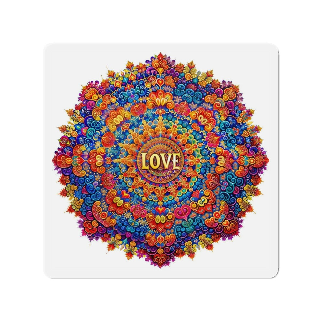 Vibrant Love Mandala - Die-cut Magnet - Home Decor - g(0D·IO) - 5" x 5" - Die-Cut - 1 pc