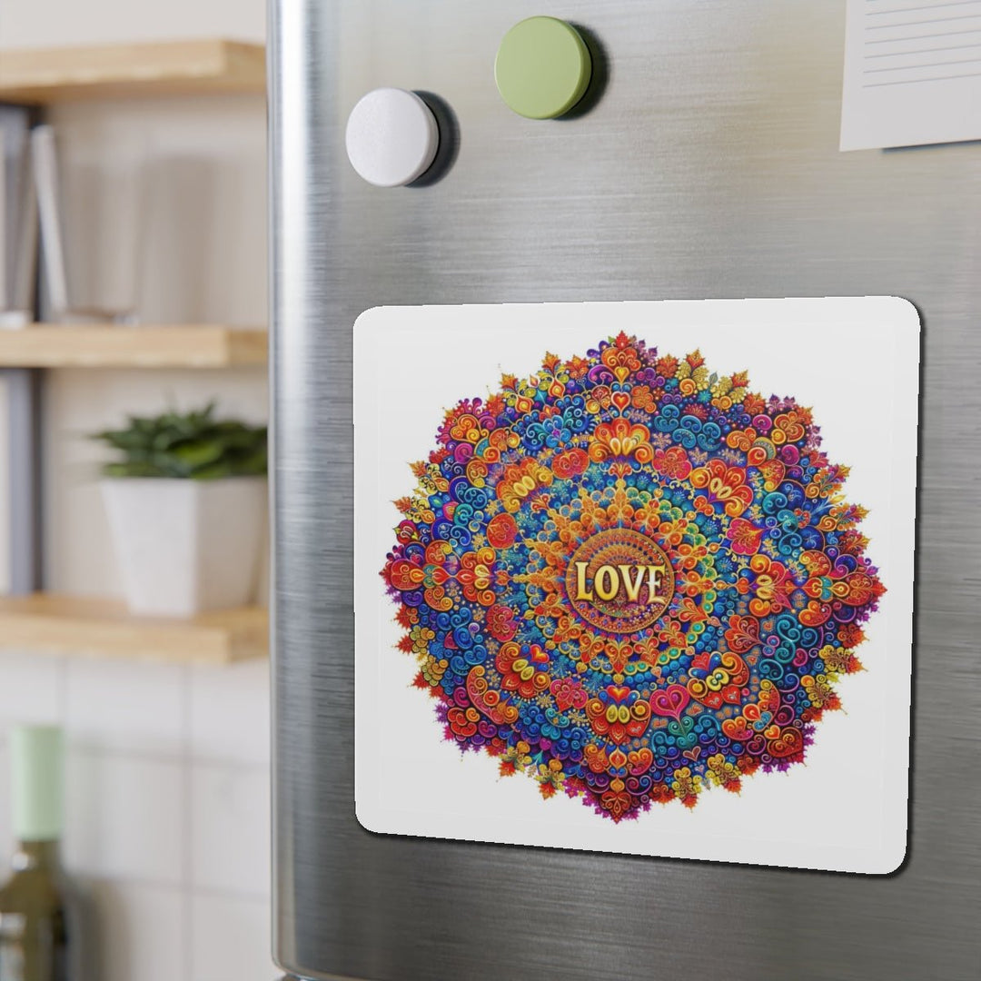 Vibrant Love Mandala - Die-cut Magnet - Home Decor - g(0D·IO) - 6 × 6" - Die-Cut - 1 pc
