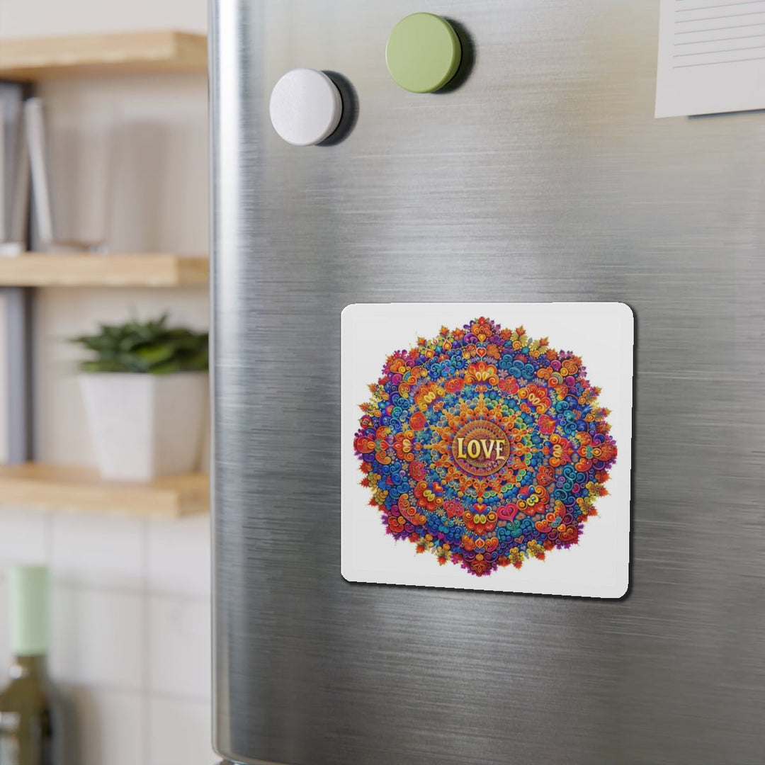 Vibrant Love Mandala - Die-cut Magnet - Home Decor - g(0D·IO) - 6 × 6" - Die-Cut - 1 pc