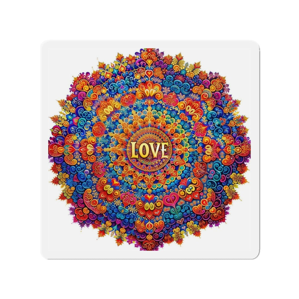 Vibrant Love Mandala - Die-cut Magnet - Home Decor - g(0D·IO) - 3" x 3" - Die-Cut - 1 pc