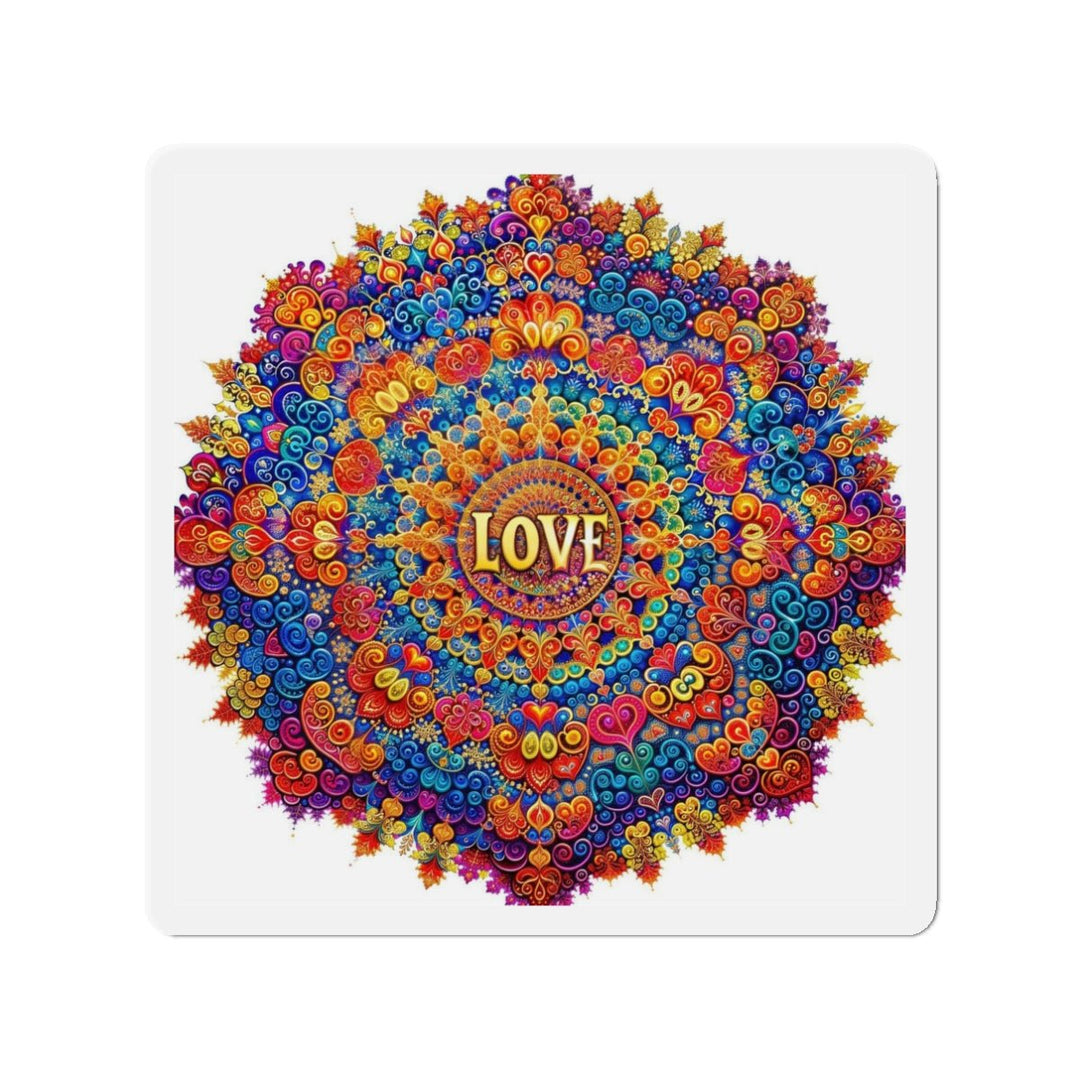 Vibrant Love Mandala - Die-cut Magnet - Home Decor - g(0D·IO) - 3" x 3" - Die-Cut - 1 pc