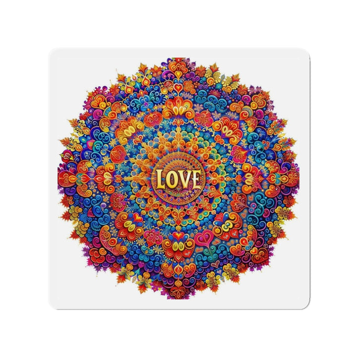 Vibrant Love Mandala - Die-cut Magnet - Home Decor - g(0D·IO) - 3" x 3" - Die-Cut - 1 pc