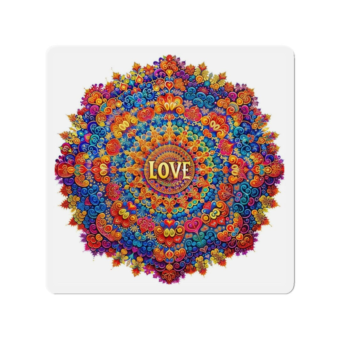 Vibrant Love Mandala - Die-cut Magnet - Home Decor - g(0D·IO) - 4" x 4" - Die-Cut - 1 pc