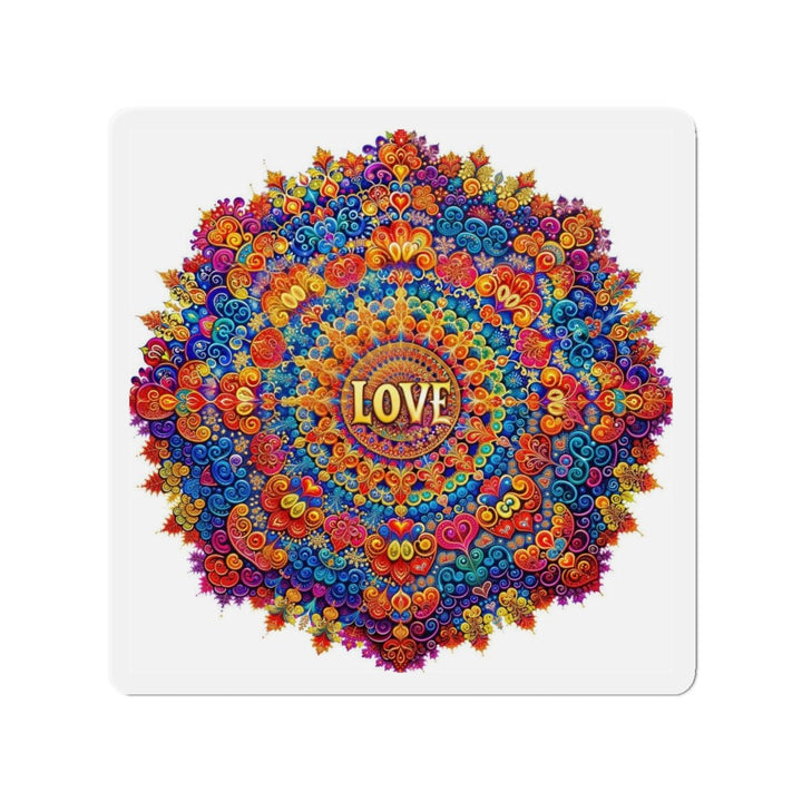 Vibrant Love Mandala - Die-cut Magnet - Home Decor - g(0D·IO) - 4" x 4" - Die-Cut - 1 pc