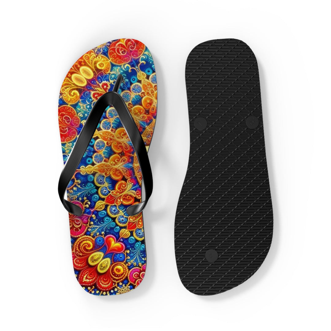 Vibrant Love Mandala - Flip Flops - Shoes - g(0D·IO) - XL - Black sole -