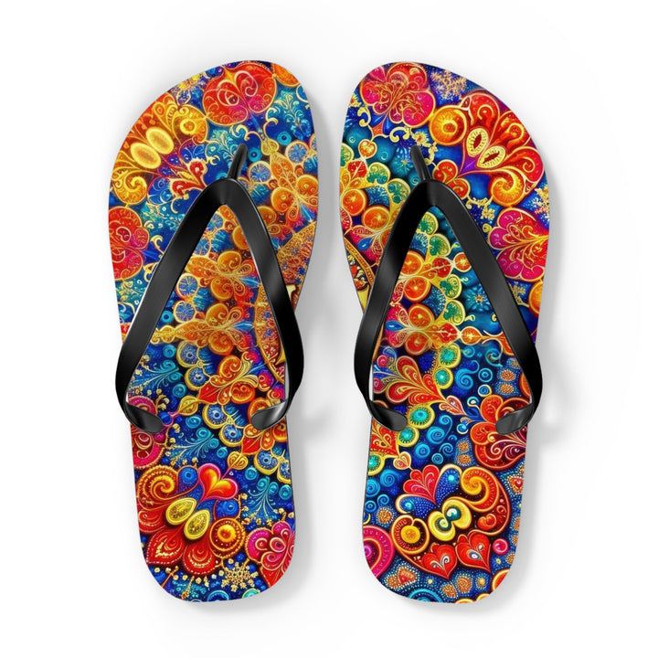 Vibrant Love Mandala - Flip Flops - Shoes - g(0D·IO) - XL - Black sole -