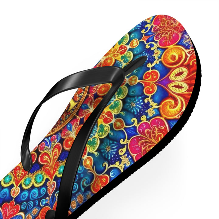 Vibrant Love Mandala - Flip Flops - Shoes - g(0D·IO) - XL - Black sole -