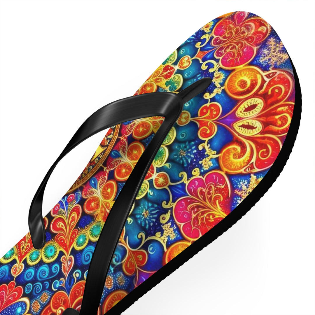 Vibrant Love Mandala - Flip Flops - Shoes - g(0D·IO) - XL - Black sole -