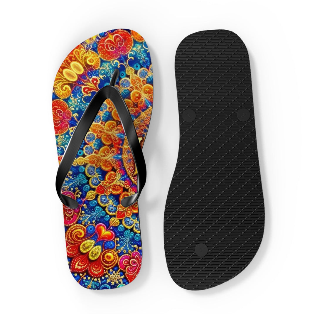 Vibrant Love Mandala - Flip Flops - Shoes - g(0D·IO) - XL - Black sole -