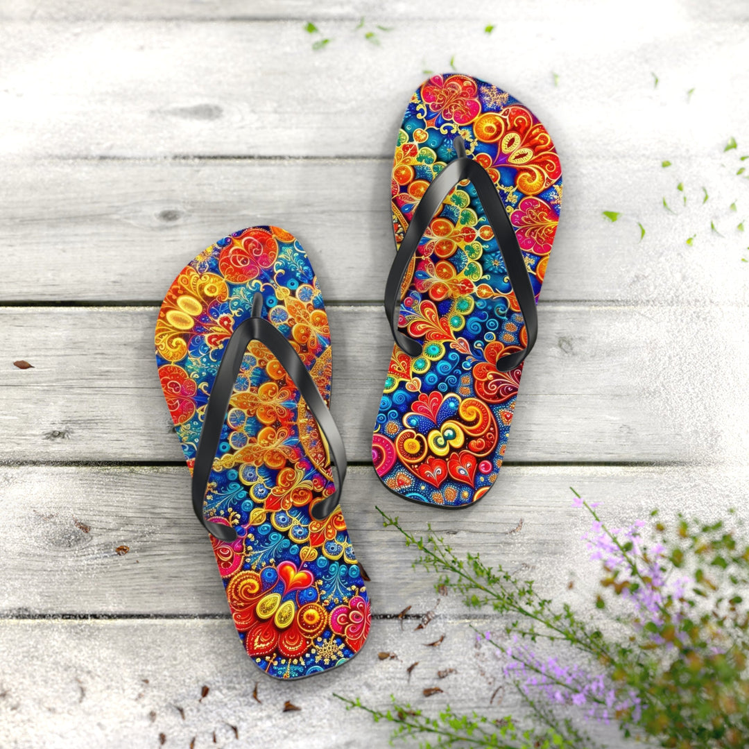 Vibrant Love Mandala - Flip Flops - Shoes - g(0D·IO) - XL - Black sole -