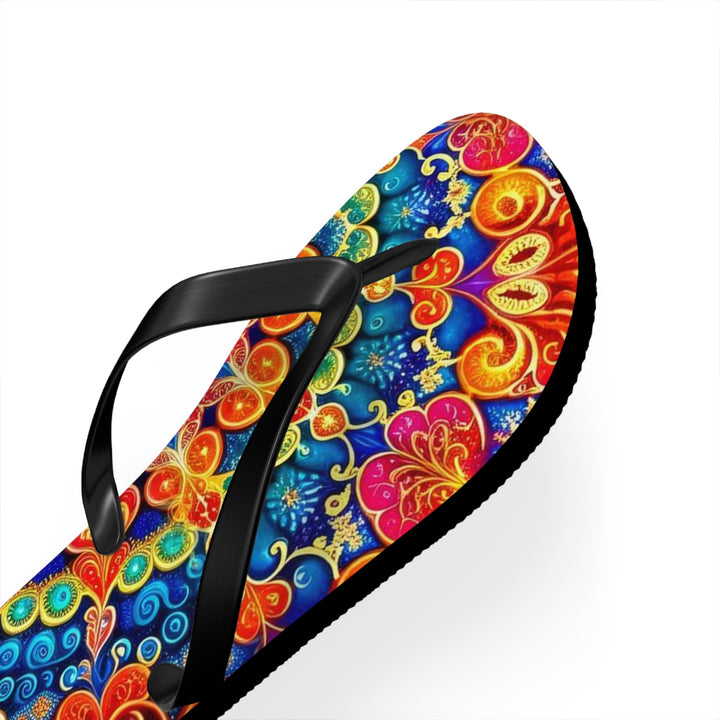 Vibrant Love Mandala - Flip Flops - Shoes - g(0D·IO) - XL - Black sole -