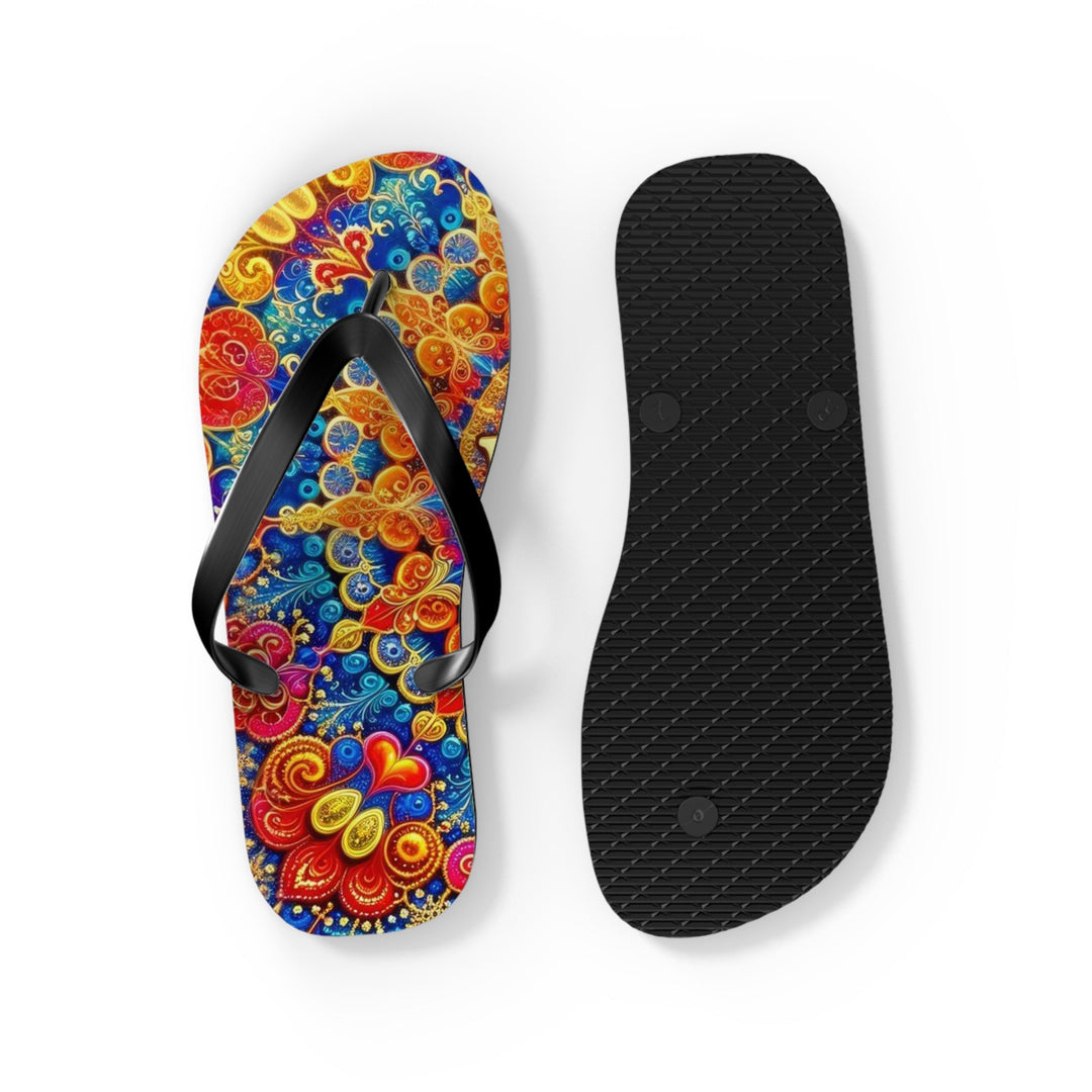 Vibrant Love Mandala - Flip Flops - Shoes - g(0D·IO) - XL - Black sole -