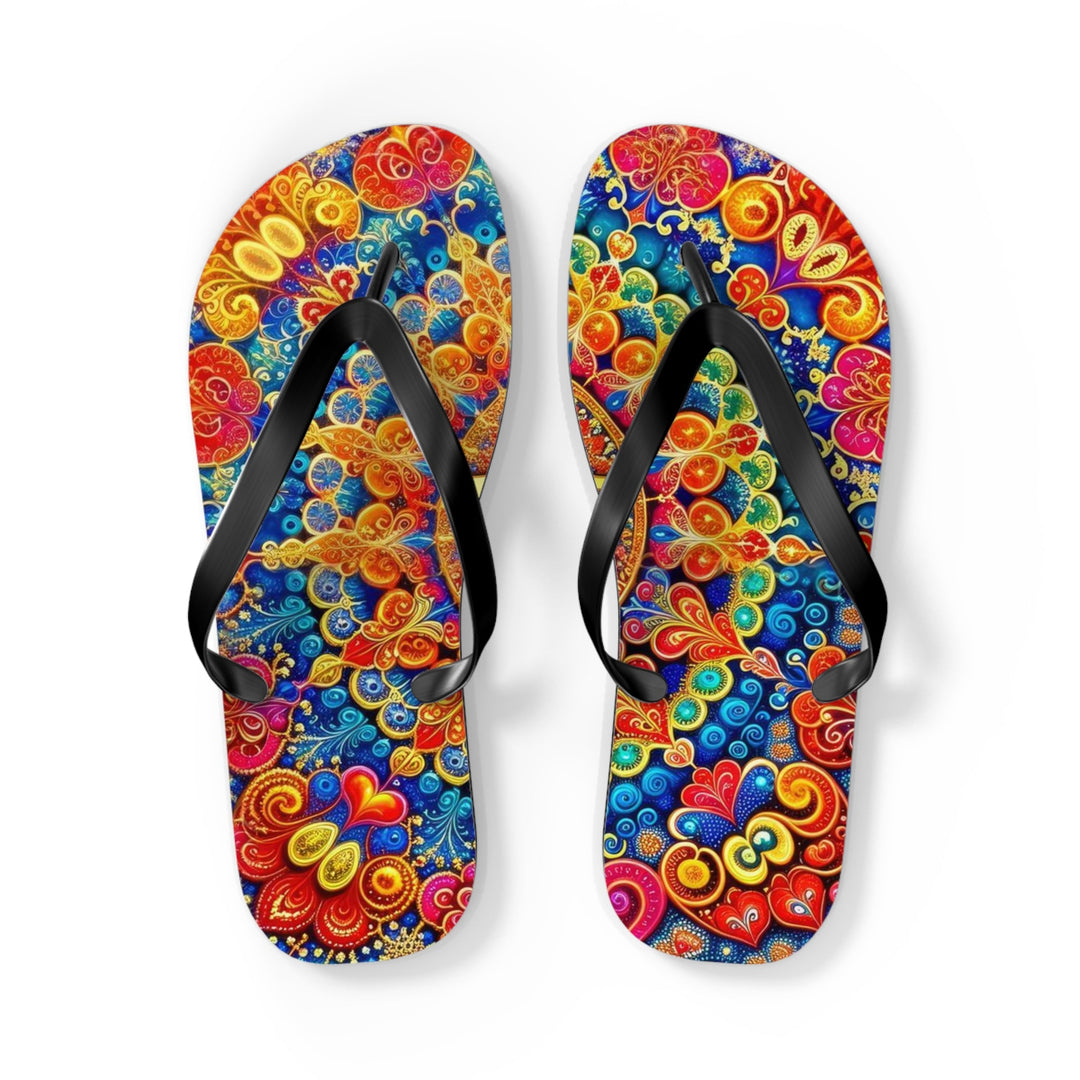 Vibrant Love Mandala - Flip Flops - Shoes - g(0D·IO) - L - Black sole -