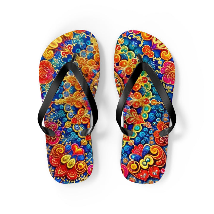 Vibrant Love Mandala - Flip Flops - Shoes - g(0D·IO) - M - Black sole -