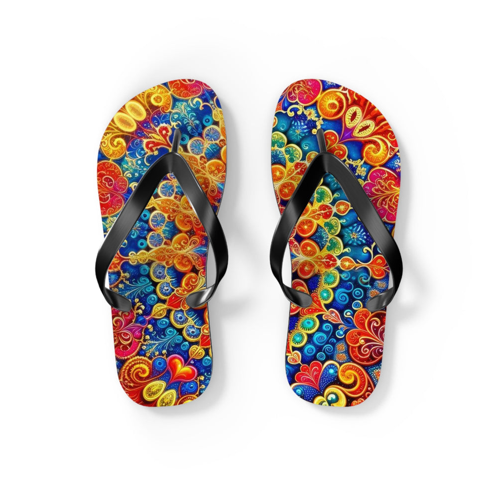 Vibrant Love Mandala - Flip Flops - Shoes - g(0D·IO) - S - Black sole -