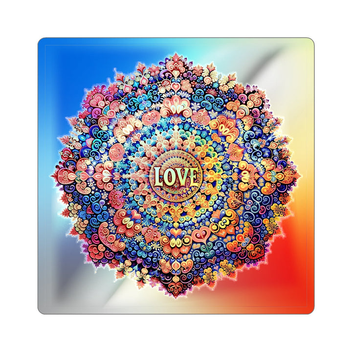 Vibrant Love Mandala - Holographic Die-Cut Sticker - Paper products - g(0D·IO) - 4" × 4" - Die-Cut - Holographic