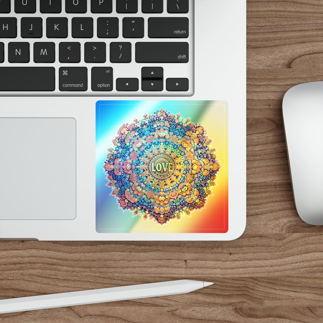 Vibrant Love Mandala - Holographic Die-Cut Sticker - Paper products - g(0D·IO) - 5" × 5" - Die-Cut - Holographic