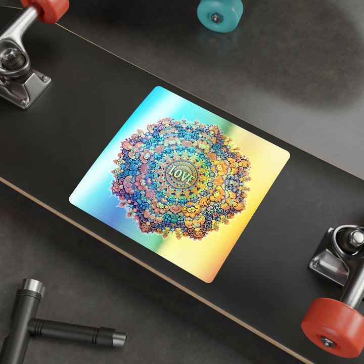 Vibrant Love Mandala - Holographic Die-Cut Sticker - Paper products - g(0D·IO) - 5" × 5" - Die-Cut - Holographic