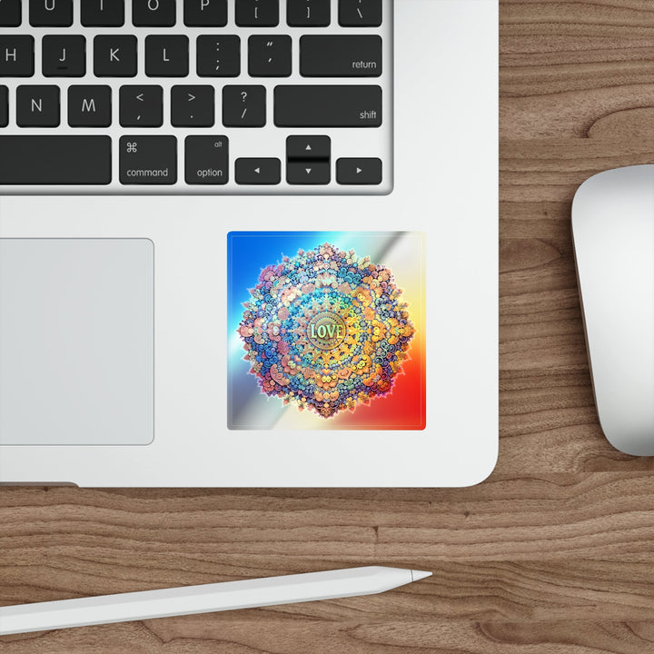 Vibrant Love Mandala - Holographic Die-Cut Sticker - Paper products - g(0D·IO) - 5" × 5" - Die-Cut - Holographic