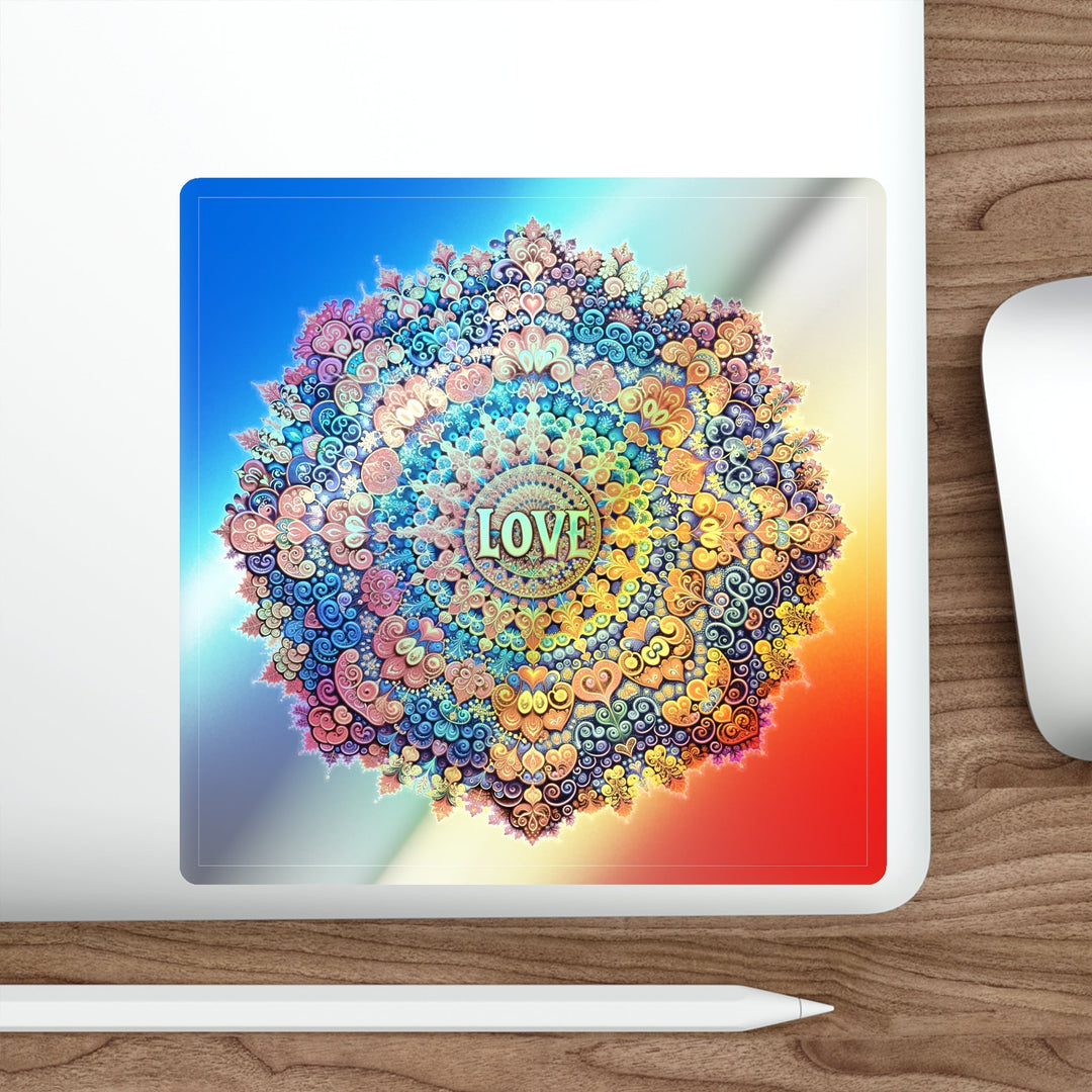 Vibrant Love Mandala - Holographic Die-Cut Sticker - Paper products - g(0D·IO) - 5" × 5" - Die-Cut - Holographic