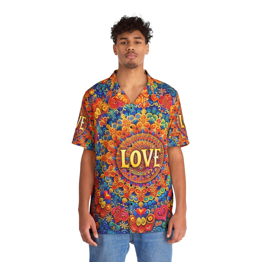 Vibrant Love Mandala - Men's Hawaiian Shirt - All Over Prints - g(0D·IO) - S - Black -