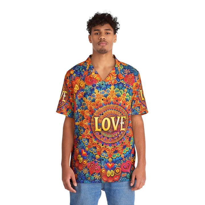 Vibrant Love Mandala - Men's Hawaiian Shirt - All Over Prints - g(0D·IO) - S - Black -