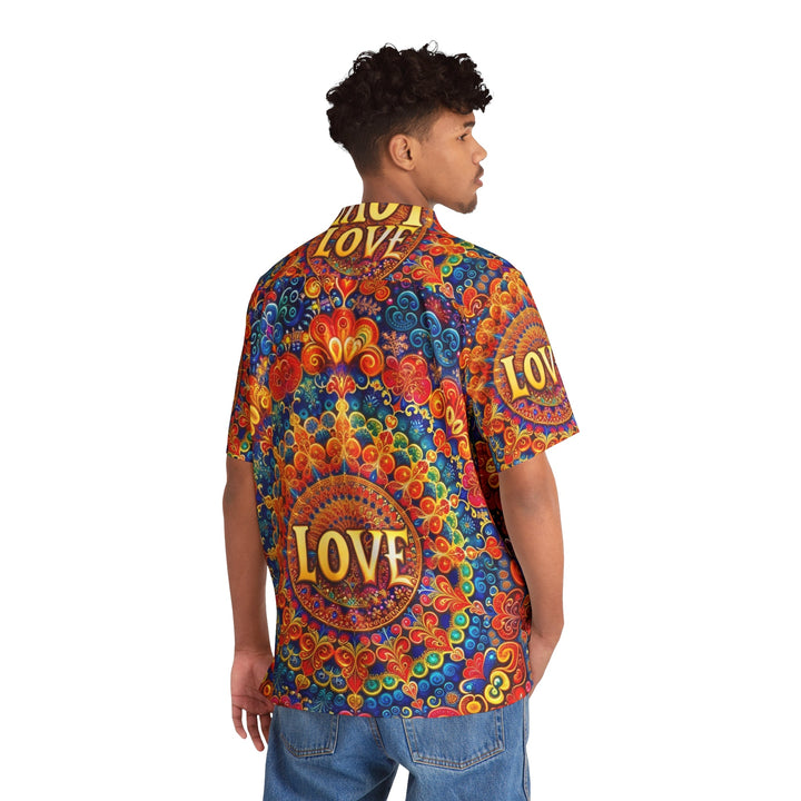 Vibrant Love Mandala - Men's Hawaiian Shirt - All Over Prints - g(0D·IO) - S - Black -