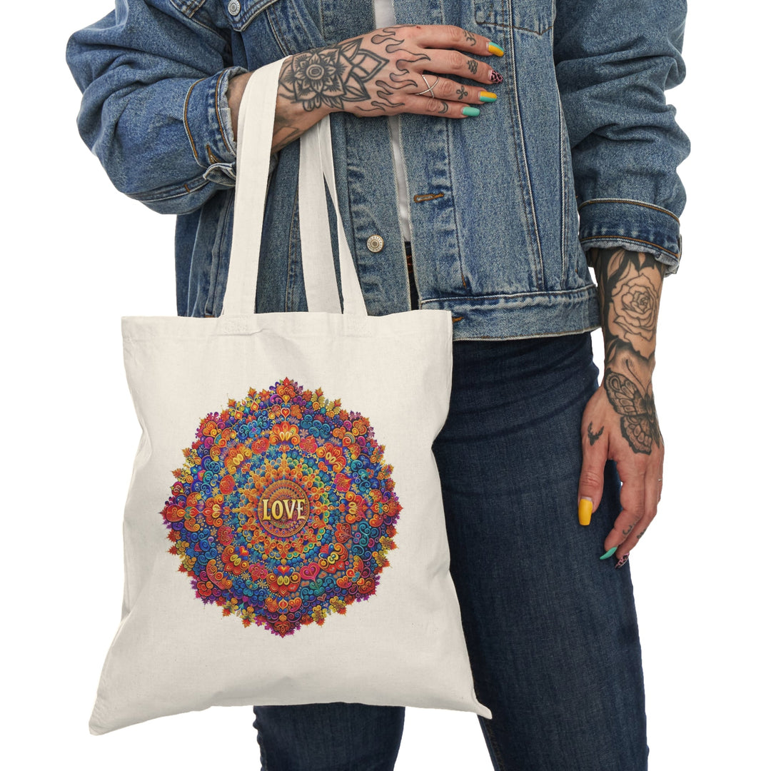 Vibrant Love Mandala - Natural Tote Bag - Bags - g(0D·IO) - 15" x 16" - Natural -