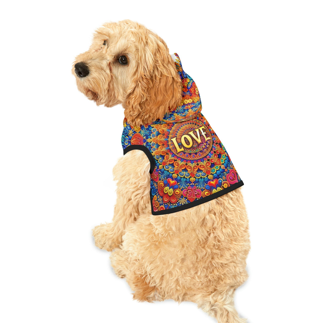 Vibrant Love Mandala - Pet Hoodie - Pets - g(0D·IO) - XXS - Black Rib -