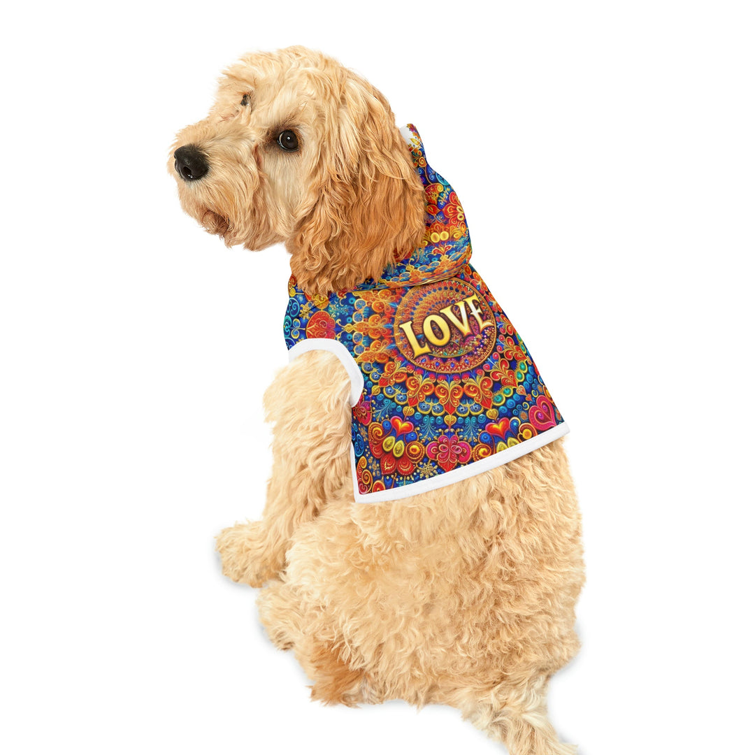 Vibrant Love Mandala - Pet Hoodie - Pets - g(0D·IO) - XXS - Black Rib -