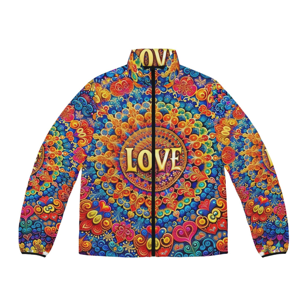 Vibrant Love Mandala - Puffer Jacket - All Over Prints - g(0D·IO) - S - Black zipper -