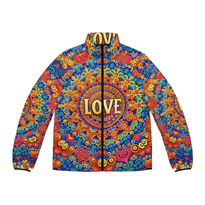 Vibrant Love Mandala - Puffer Jacket - All Over Prints - g(0D·IO) - S - Black zipper -