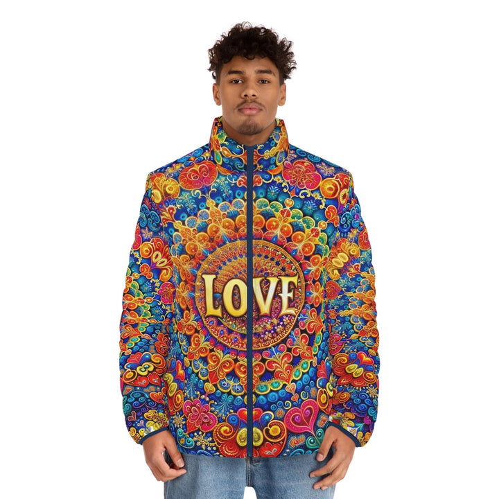 Vibrant Love Mandala - Puffer Jacket - All Over Prints - g(0D·IO) - S - Black zipper -