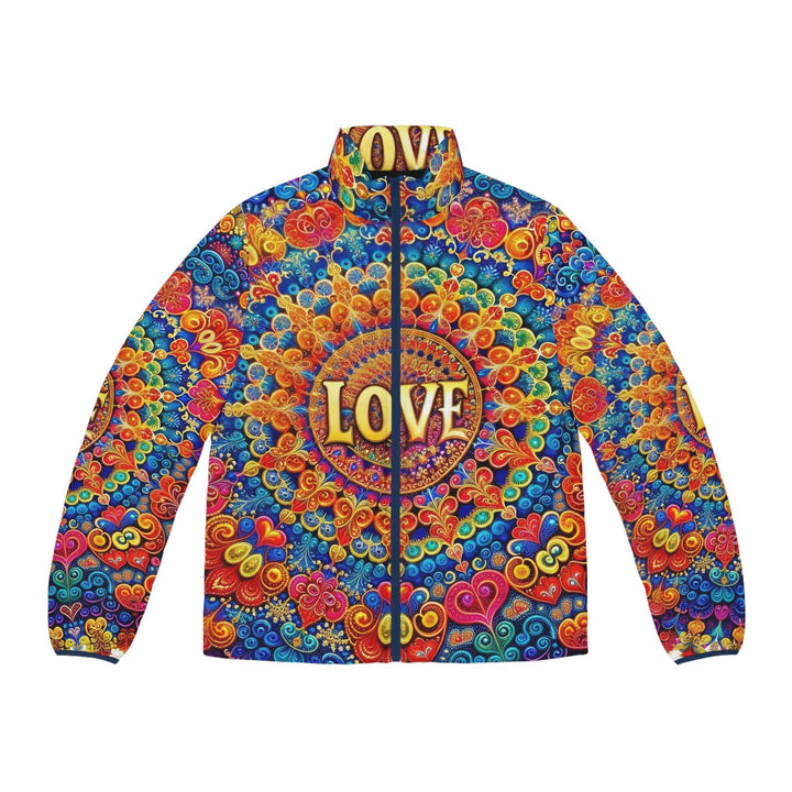 Vibrant Love Mandala - Puffer Jacket - All Over Prints - g(0D·IO) - S - Dark blue zipper -