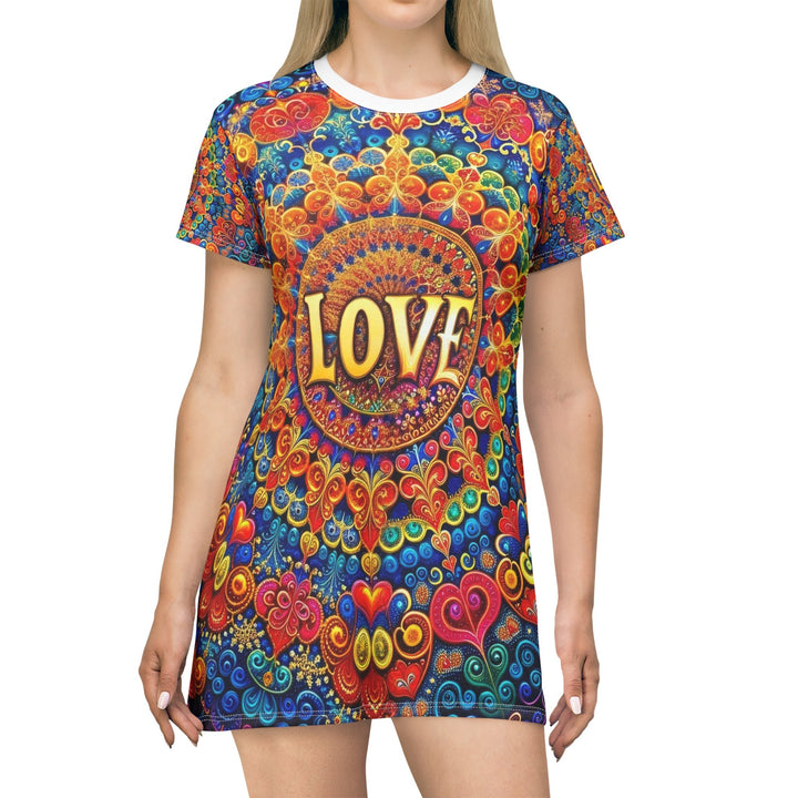 Vibrant Love Mandala - T-Shirt Dress - All Over Prints - g(0D·IO) - XS - -