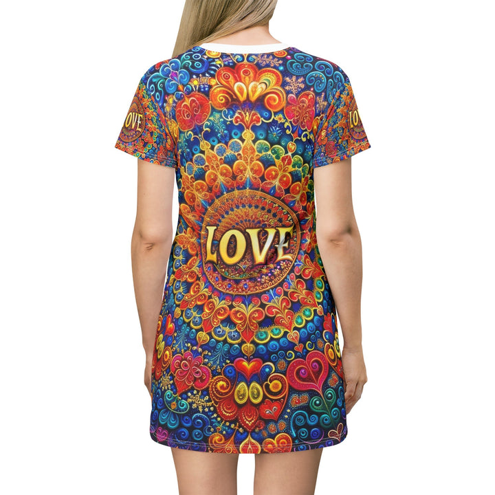 Vibrant Love Mandala - T-Shirt Dress - All Over Prints - g(0D·IO) - XS - -