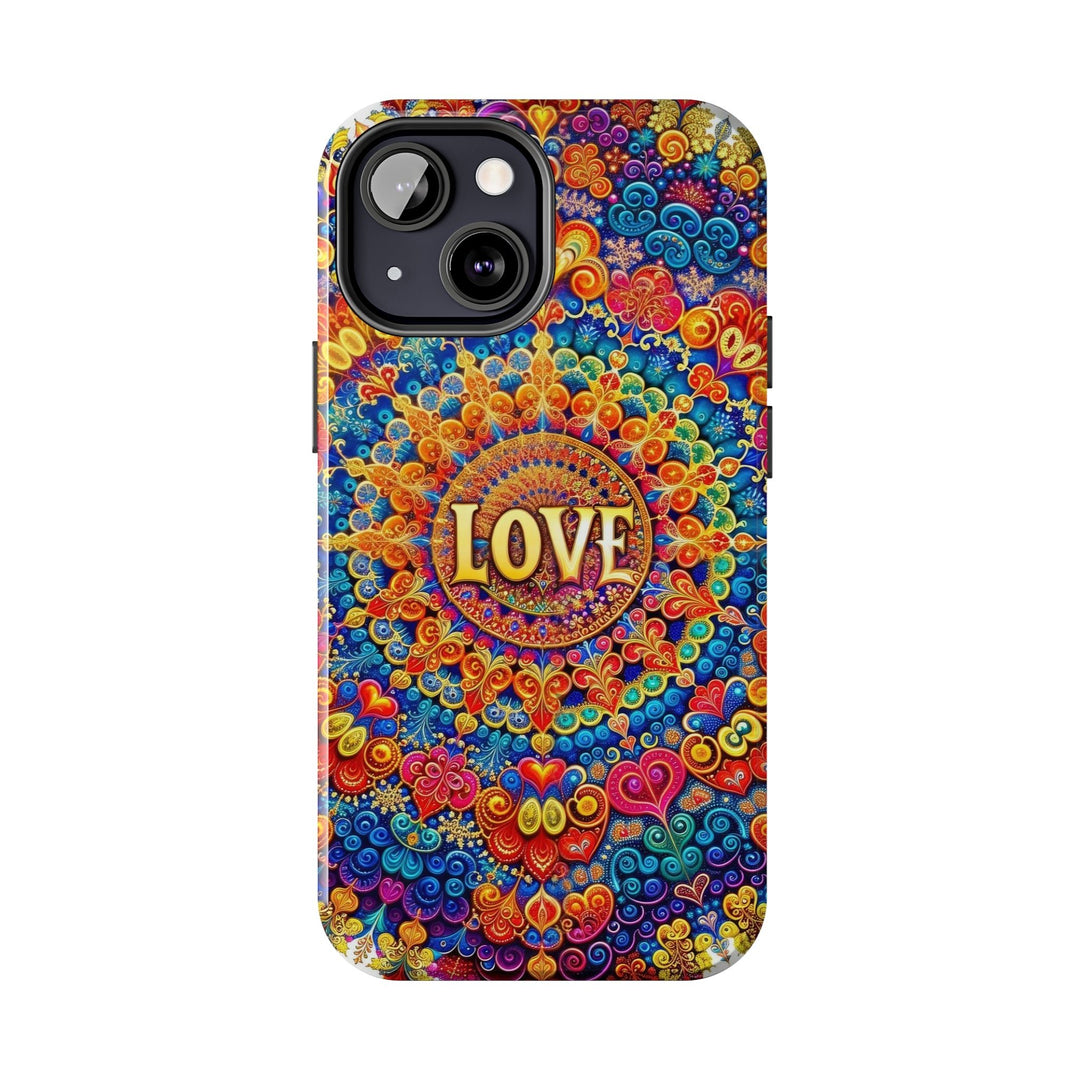 Vibrant Love Mandala - Tough Phone Case - Phone Case - g(0D·IO) - iPhone 13 Mini - -