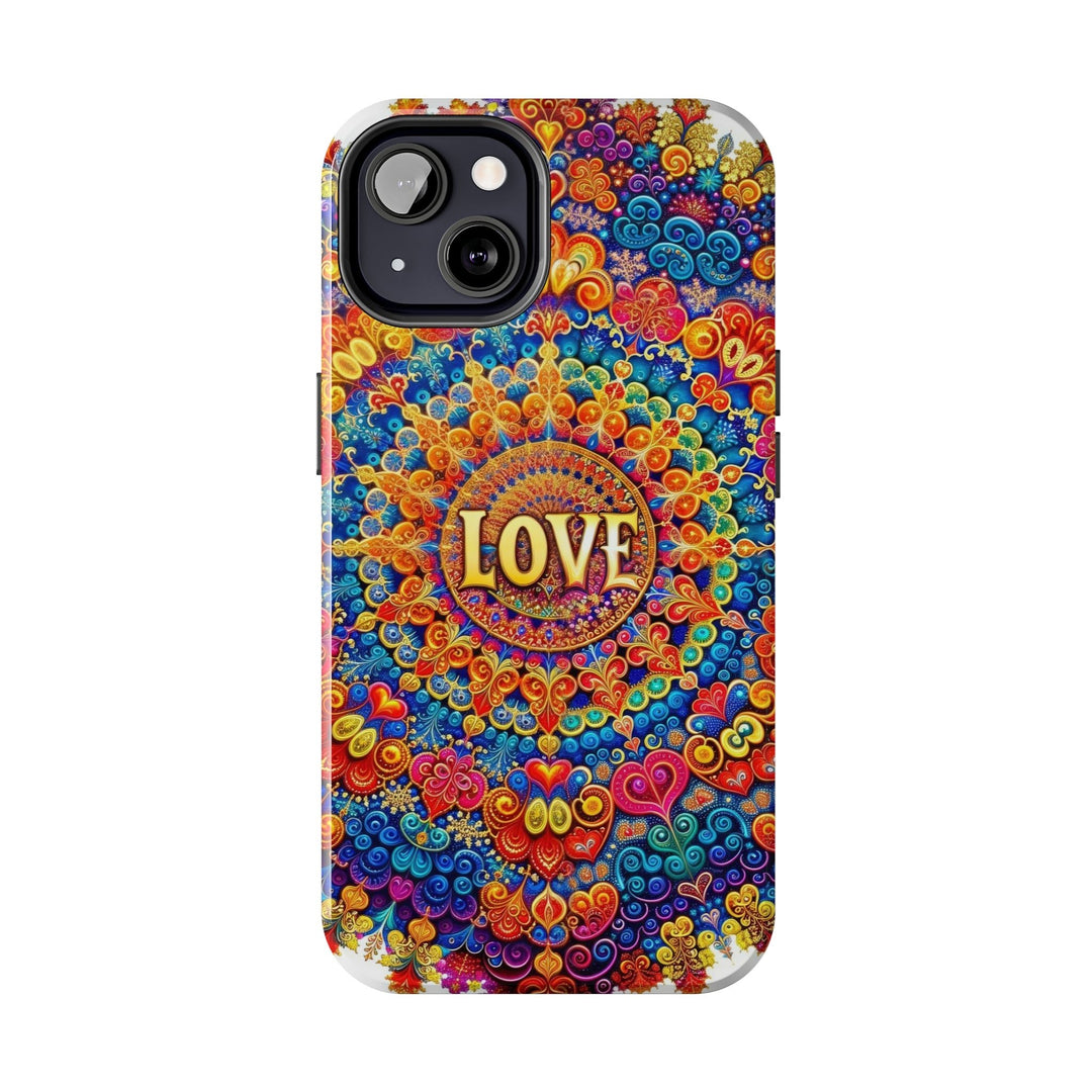 Vibrant Love Mandala - Tough Phone Case - Phone Case - g(0D·IO) - iPhone 13 Mini - -