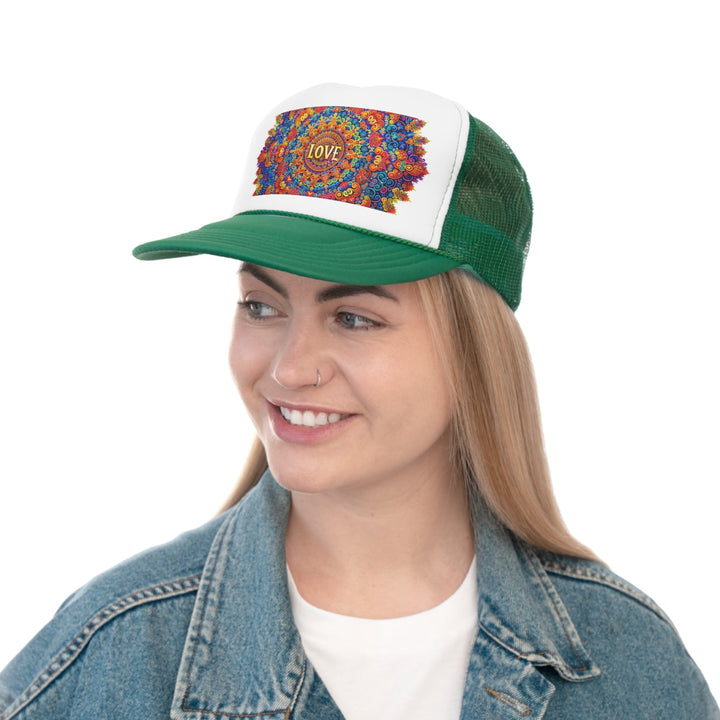 Vibrant Love Mandala - Trucker Hat - Hats - g(0D·IO) - Pink - One size -