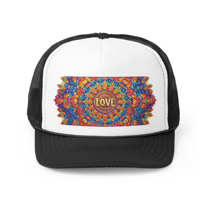 Vibrant Love Mandala - Trucker Hat - Hats - g(0D·IO) - Black - One size -