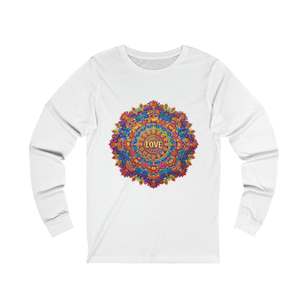 Vibrant Love Mandala - Unisex Jersey Long Sleeve Tee - Long-sleeve - g(0D·IO) - S - White -