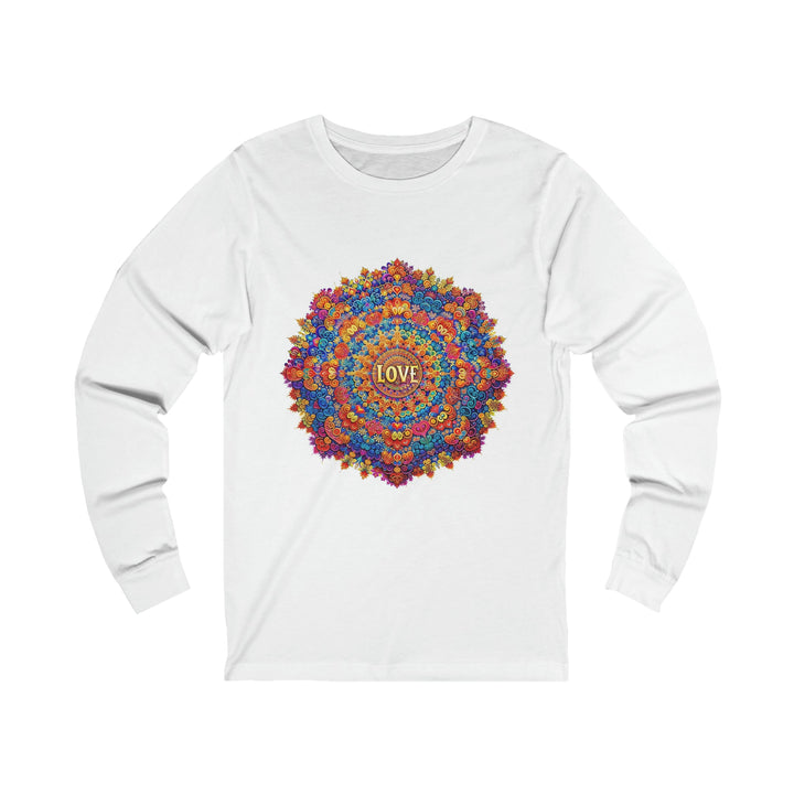 Vibrant Love Mandala - Unisex Jersey Long Sleeve Tee - Long-sleeve - g(0D·IO) - S - White -