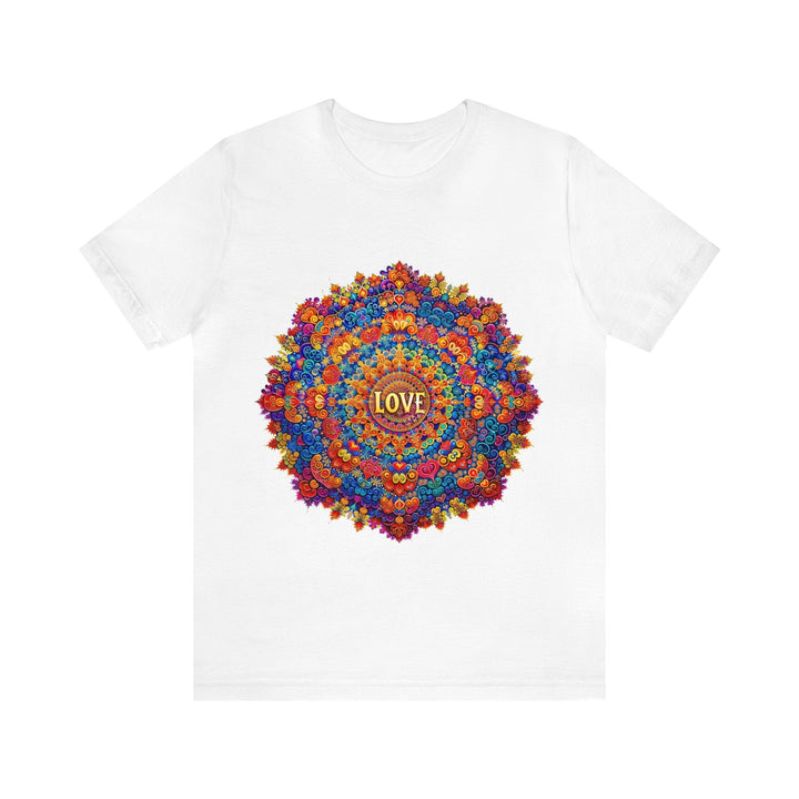 Vibrant Love Mandala - Unisex Jersey Short Sleeve Tee - T-Shirt - g(0D·IO) - White - S -