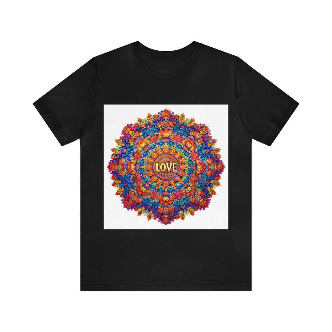 Vibrant Love Mandala - Unisex Jersey Short Sleeve Tee - T-Shirt - g(0D·IO) - Black - S -