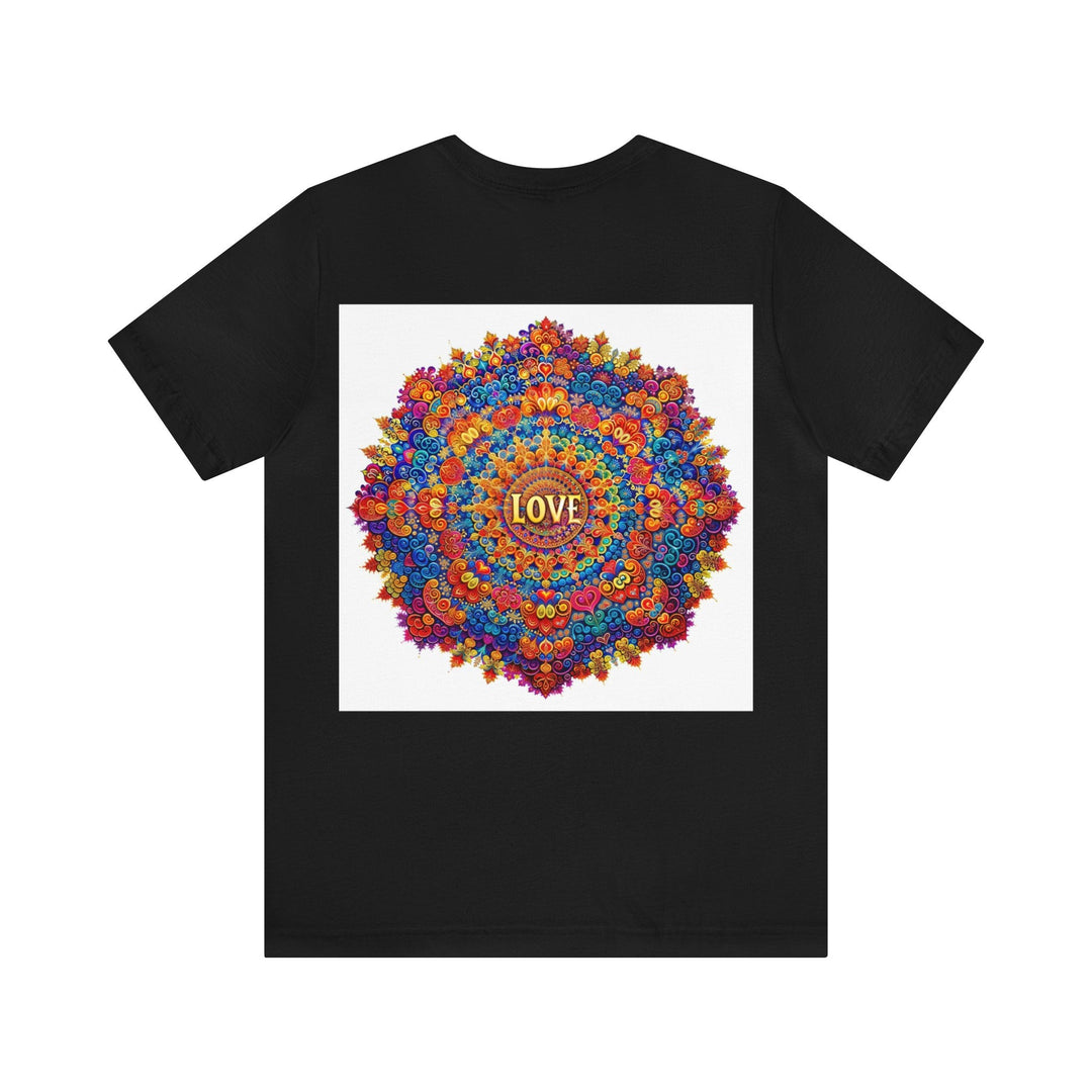 Vibrant Love Mandala - Unisex Jersey Short Sleeve Tee - T-Shirt - g(0D·IO) - Black - S -