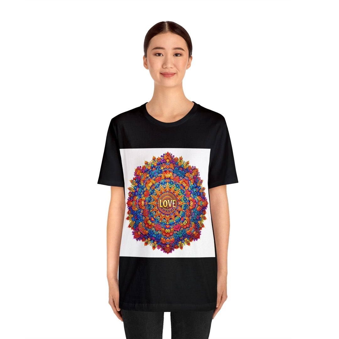 Vibrant Love Mandala - Unisex Jersey Short Sleeve Tee - T-Shirt - g(0D·IO) - Black - S -